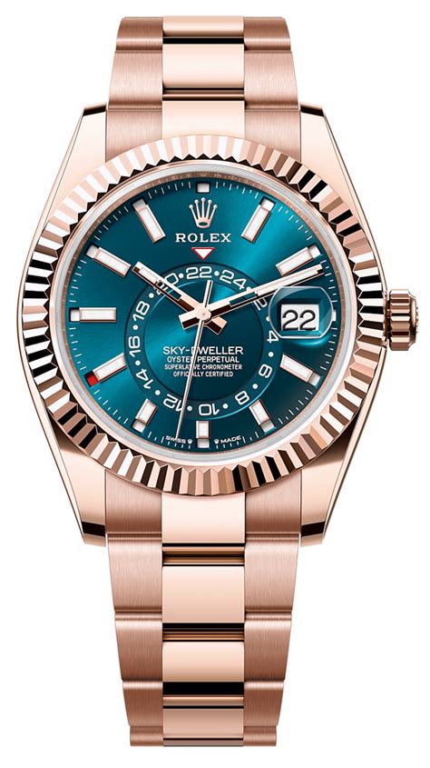 rolex sky dweller blue rose gold|Rolex Sky-Dweller watch price.